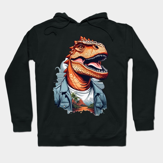 Dinosaur Roar Tropical Adventure AI Art Hoodie by koolteas